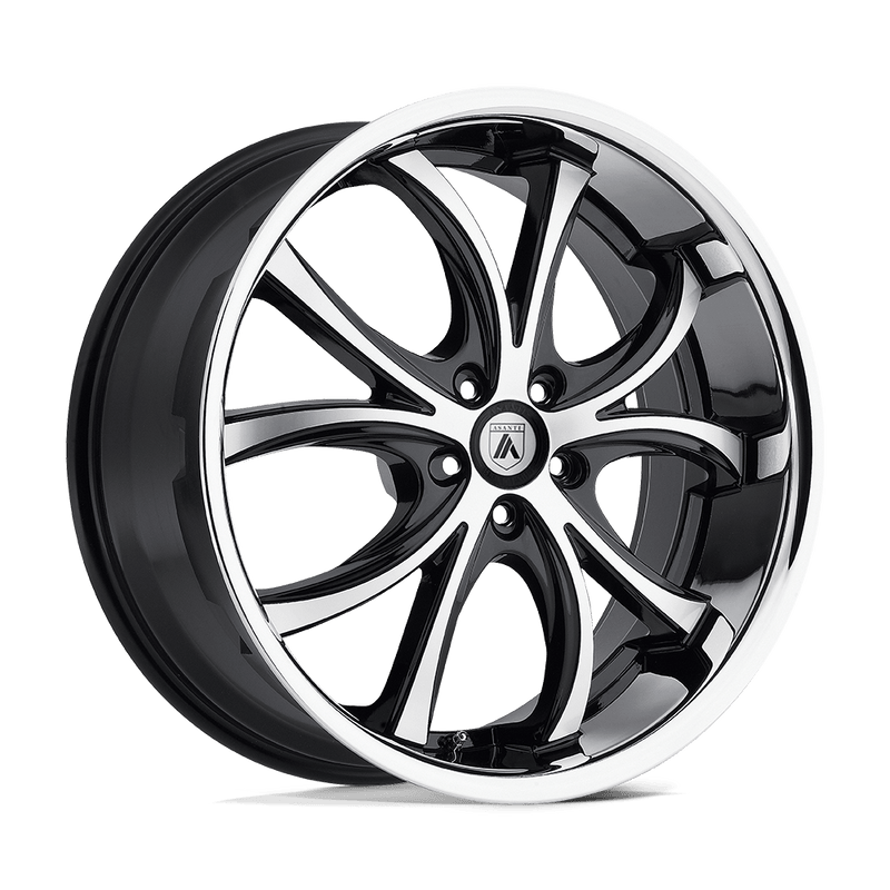 Asanti Black - ABL-8 ELEKTRA - Black - MACHINED FACE SS LIP - 22" x 9", 32 Offset, 5x120 (Bolt Pattern), 74.1mm HUB