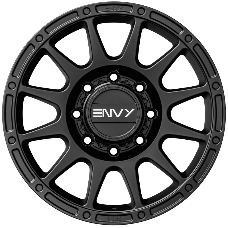 Envy Wheels - FFT8MB - Black - MATTE BLACK - 18" x 9", 18 Offset, 8x165.1 (Bolt Pattern), 121.5mm HUB
