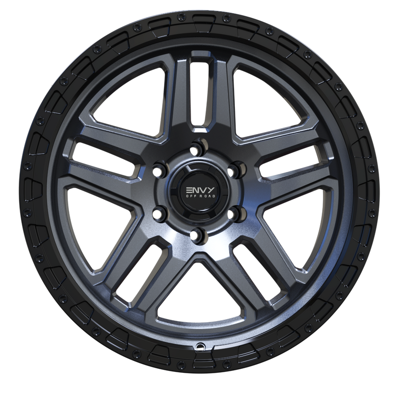 Envy Wheels - FFT-9 - Black - LIQUID METAL / GLOSS BLACK BEADLOCK - 18" x 8.5", 18 Offset, 6x139.7 (Bolt Pattern), 106.1mm HUB