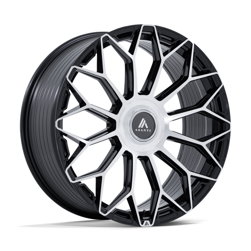 Asanti Black - AB051 ENVOY - Black - Gloss Black W/ Machined Face - 22" x 9", 38 Offset, 5x112/114.3 (Bolt pattern), 72.56mm HUB