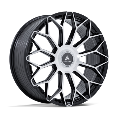 Asanti Black - AB051 ENVOY - Black - Gloss Black W/ Machined Face - 24" x 10", 20 Offset, 6x139.7 (Bolt pattern), 78.10mm HUB