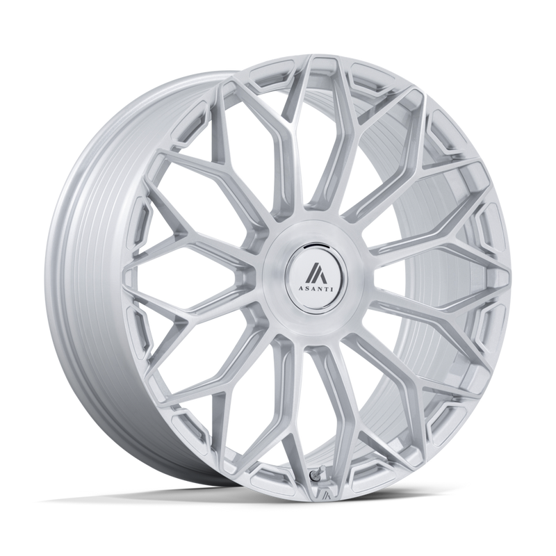 Asanti Black - AB051 ENVOY - Silver - Gloss Silver W/ Brushed Face - 24" x 10", 30 Offset, 6x135/139.7 (Bolt pattern), 100.30mm HUB