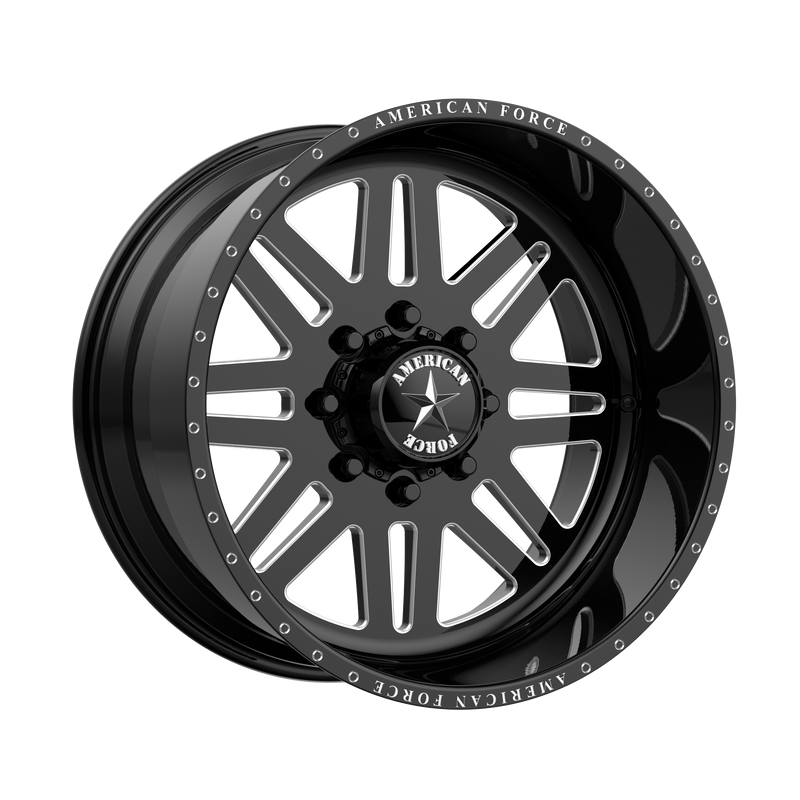 Fuel - FF029 - Black - Gloss Black Mill-Mach - 20" x 12", -40 Offset, 8x180 (Bolt pattern), 124.1mm HUB