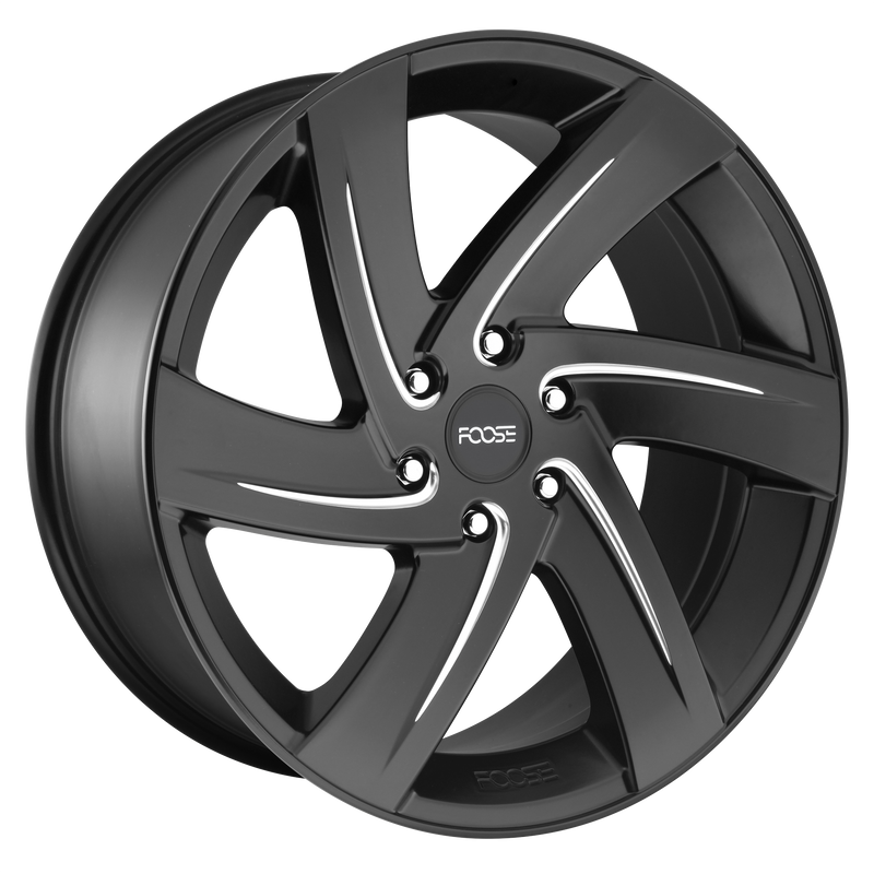 Foose - F167 BODINE - Black - Matte Black Milled - 22" x 9.5", 25 Offset, 6x139.7 (Bolt pattern), 78.1mm HUB