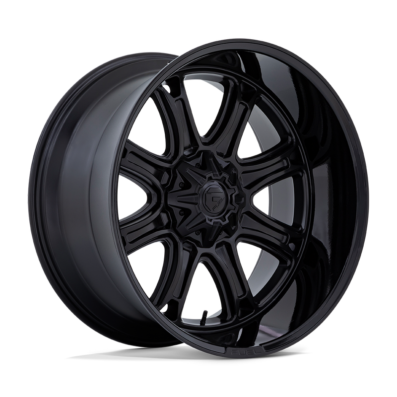 Fuel - DARKSTAR - Black - Matte Black with Gloss Black Lip - 20" x 10", -18 Offset, 8x180 (Bolt pattern), 124.2mm HUB
