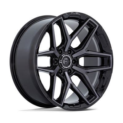 Fuel - FLUX - Black - Gloss Black Brushed Face with Gray Tint - 22" x 10", -18 Offset, 6x139.7 (Bolt pattern), 106.1mm HUB