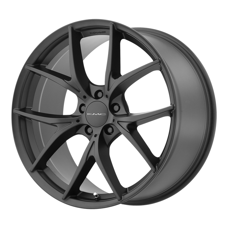 KMC Wheels - KM694 WISHBONE - Black - Satin Black - 20" x 9.5", 45 Offset, 5x114.3 (Bolt pattern), 72.56mm HUB