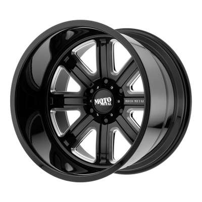 Moto Metal - MO402 - Black - Gloss Black Milled - 20" x 10", -24 Offset, 6x139.7 (Bolt pattern), 106.1mm HUB