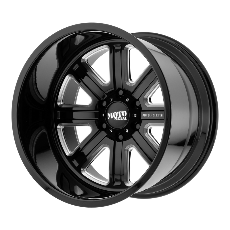 Moto Metal - MO402 - Black - Gloss Black Milled - 20" x 10", -24 Offset, 6x139.7 (Bolt pattern), 106.1mm HUB