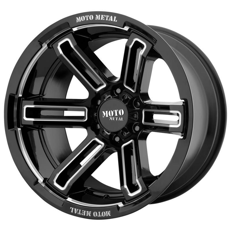 Moto Metal - MO991 RUKUS - Black - Gloss Black Milled - 20" x 9", 0 Offset, 8x165.1 (Bolt pattern), 125.1mm HUB