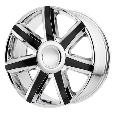 OE Creations - PR164 - Chrome - Chrome with Black Accents - 22" x 9", 24 Offset, 6x139.7 (Bolt pattern), 78.1mm HUB