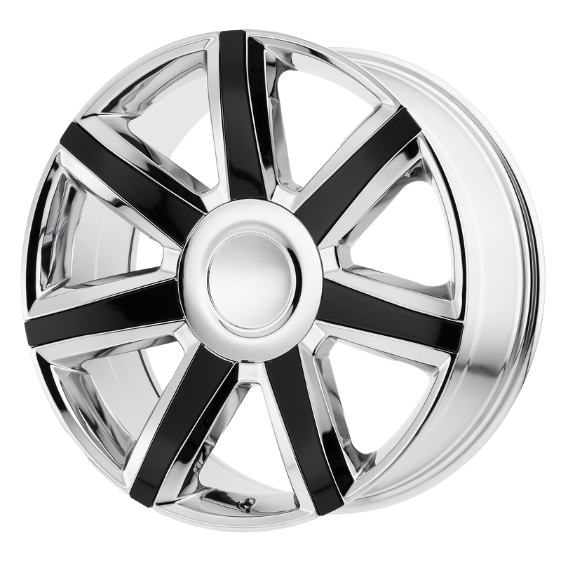 OE Creations - PR164 - Chrome - Chrome with Black Accents - 22" x 9", 24 Offset, 6x139.7 (Bolt pattern), 78.1mm HUB