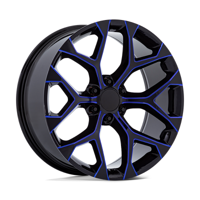 OE Creations - PR176 - Black - Gloss Black Machined with Blue Milling - 26" x 10", 24 Offset, 6x139.7 (Bolt pattern), 78.1mm HUB
