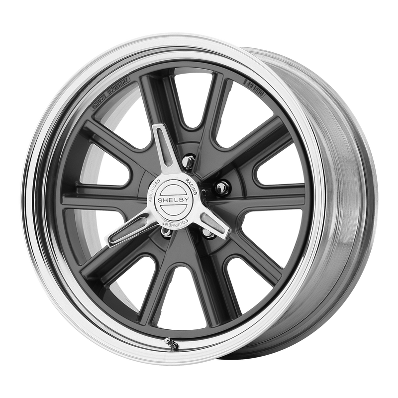 American Racing Vintage - VN407 COBRA - Grey - Two-Pc Mag Gray Polish Barrel - 18" x 8", 0 Offset, 5x114.3 (Bolt pattern), 72.60mm HUB