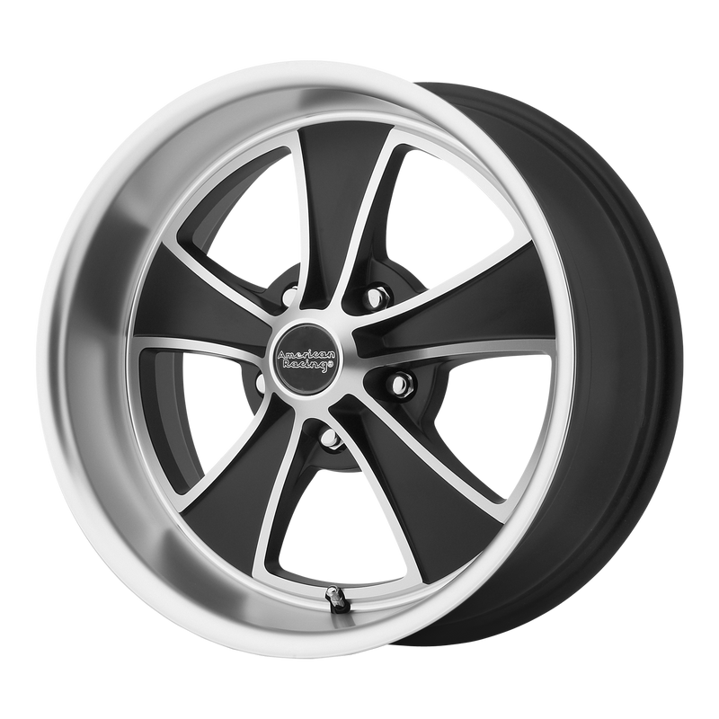 American Racing Vintage - VN808 MACH 5 - Black - Satin Black Machined - 17" x 8", 0 Offset, 5x114.3 (Bolt pattern), 72.56mm HUB