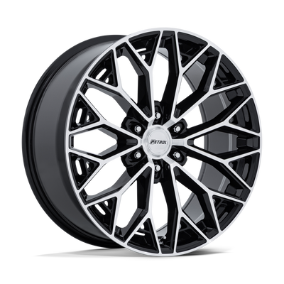 Petrol Wheels - P5E - Black - Gloss Black with Machined Face - 22" x 9.5", 25 Offset, 6x139.7 (Bolt pattern), 106.1mm HUB