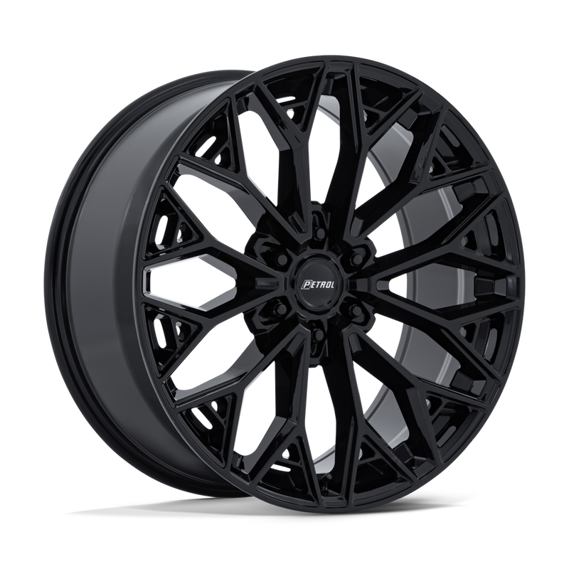 Petrol Wheels - P5E - Black - Gloss Black - 22" x 9.5", 25 Offset, 6x139.7 (Bolt pattern), 106.1mm HUB