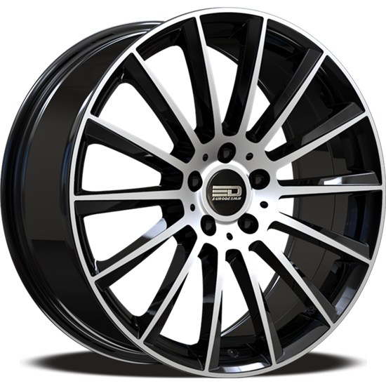 Euro Design - Sacco - Black - Gloss Black Machined - 19" x 8.5", 45 Offset, 5x112 (Bolt pattern), 66.60mm HUB