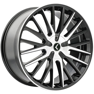 Kraze Wheels - DOUBLE DOWN - Black - Black Machined - 17" x 8", 38 Offset, 5x112/120 (Bolt pattern), 74.1mm HUB