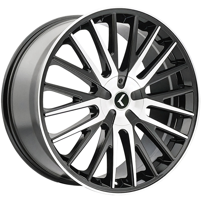 Kraze Wheels - DOUBLE DOWN - Black - Black Machined - 17" x 8", 38 Offset, 5x112/120 (Bolt pattern), 74.1mm HUB