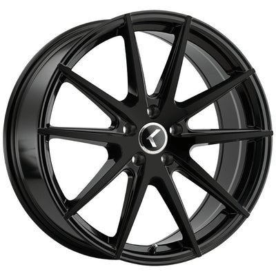Kraze Wheels - TURISMO - Black - Gloss Black - 17" x 8", 38 Offset, 5x114.3 (Bolt pattern), 72.6mm HUB