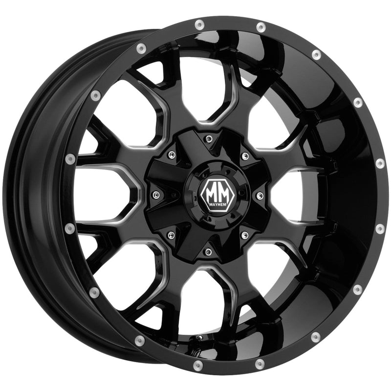 Mayhem - WARRIOR - Black - Black/Milled - 20" x 9", 0 Offset, 8x165.1 (Bolt pattern), 130.80mm HUB