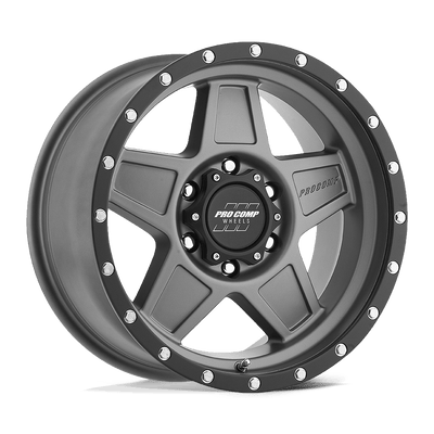 Pro Comp - PA35 PREDATOR - Grey - Dark Gray with Black Lip - 17" x 8.5", 0 Offset, 6x139.7 (Bolt pattern), 108mm HUB