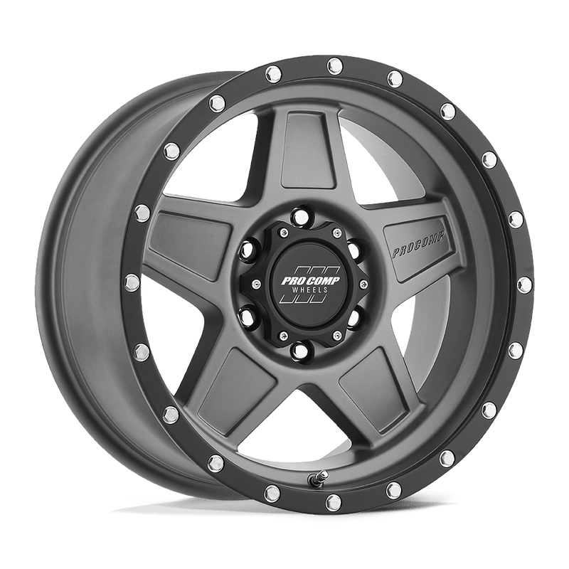 Pro Comp - PA35 PREDATOR - Grey - Dark Gray with Black Lip - 17" x 8.5", 0 Offset, 6x139.7 (Bolt pattern), 108mm HUB