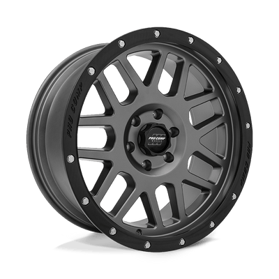 Pro Comp - PA40 VERTIGO - Grey - Dark Gray with Black Lip - 17" x 9", -6 Offset, 5x127 (Bolt pattern), 83.06mm HUB