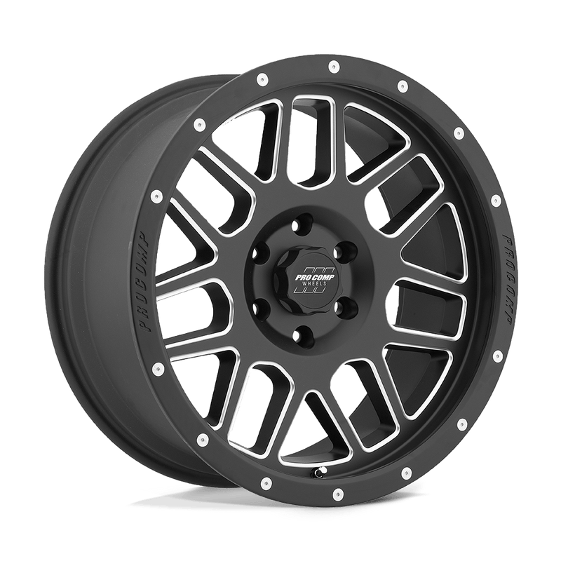Pro Comp - PA40 VERTIGO - Black - Satin Black Milled - 17" x 9", -6 Offset, 6x135 (Bolt pattern), 87.10mm HUB