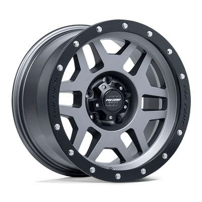 Pro Comp - PA41 PHASER - Grey - Matte Graphite with Black Lip - 17" x 9", -6 Offset, 5x127 (Bolt pattern), 83.06mm HUB