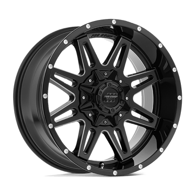 Pro Comp - PA42 BLOCKADE - Black - Gloss Black Milled - 20" x 9.5", -6 Offset, 8x165.1 (Bolt pattern), 125.10mm HUB