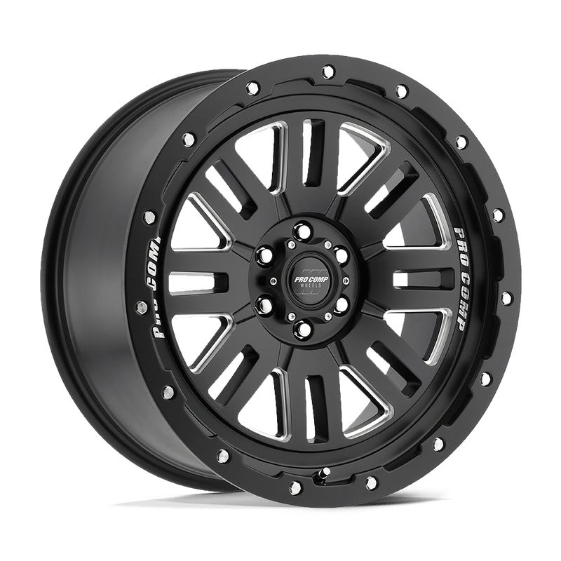 Pro Comp - PA61 COGNOS - Black - Satin Black Milled - 17" x 9", -6 Offset, 6x139.7 (Bolt pattern), 108.00mm HUB