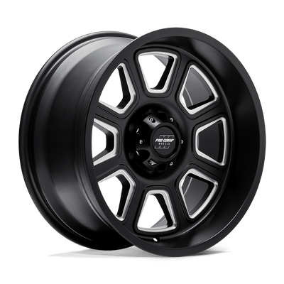 Pro Comp - PA64 GUNNER - Black - Satin Black Milled - 17" x 9", -6 Offset, 5x127 (Bolt pattern), 71.50mm HUB
