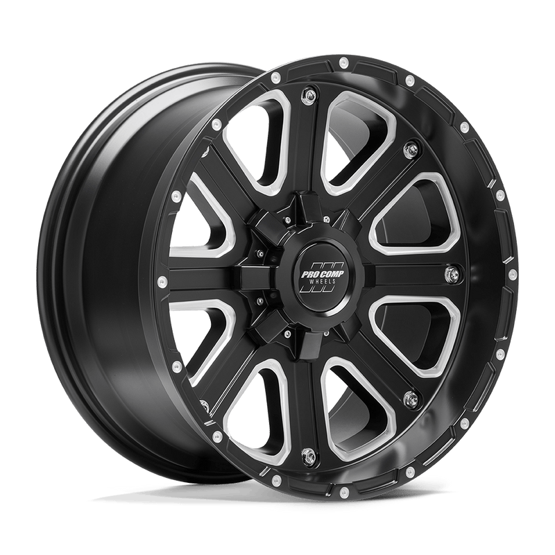 Pro Comp - PA72 AXIS - Black - Satin Black Milled - 17" x 9", -6 Offset, 5x127/139.7 (Bolt pattern), 78.10mm HUB