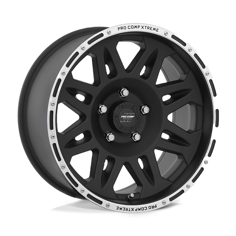 Pro Comp - PA5 TORQ - Black - Flat Black Machined - 17" x 9", -6 Offset, 5x127 (Bolt pattern), 83.06mm HUB