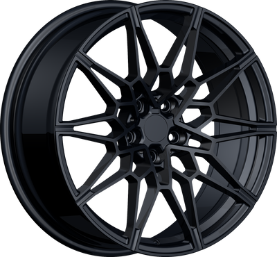 YKW Replicas - MF12 - Black - Gloss Black - 20" x 8.5", 35 Offset, 5x112 (Bolt pattern), 66.60mm HUB