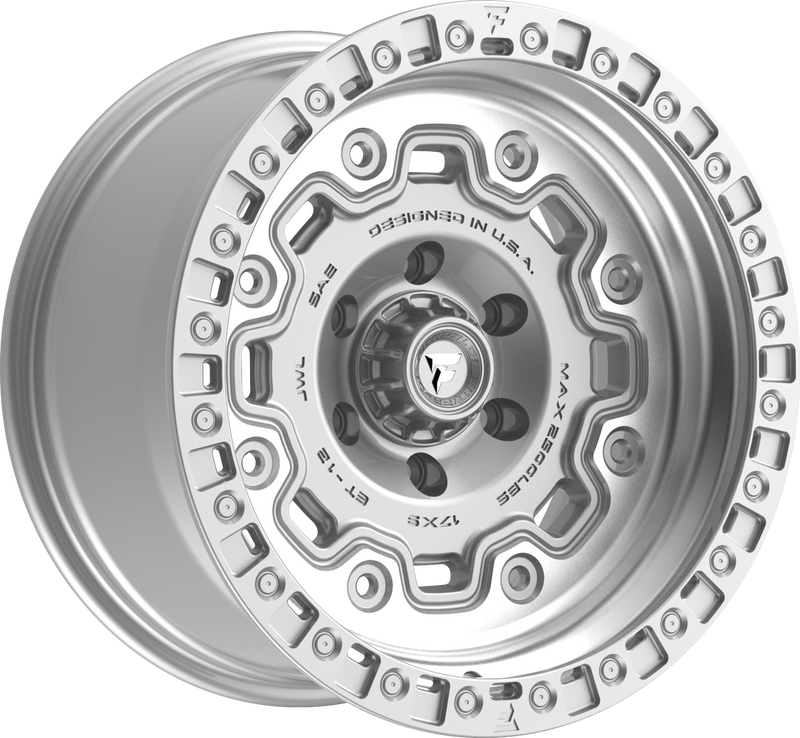 Fittipaldi Offroad - FT100 - Silver - Machined Silver - 17" x 9", -12 Offset, 6x139.7 (Bolt pattern), 106.20mm HUB