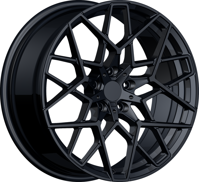 YKW Replicas - MF22 - Black - Gloss Black - 19" x 8.5", 35 Offset, 5x112 (Bolt pattern), 66.60mm HUB