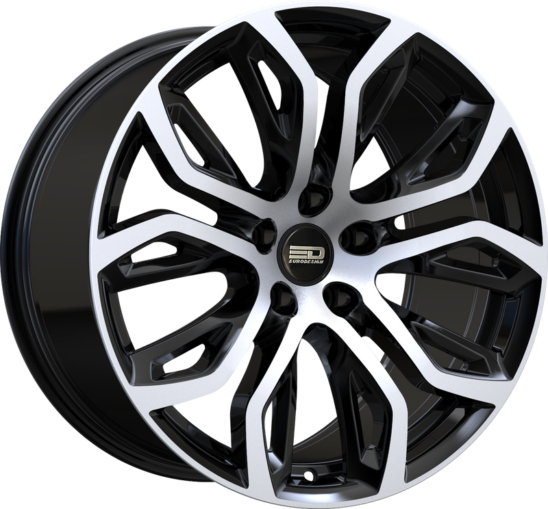 Euro Design - Tillman - Black - Gloss Black Polished - 20" x 11", 37 Offset, 5x120 (Bolt pattern), 74.10mm HUB