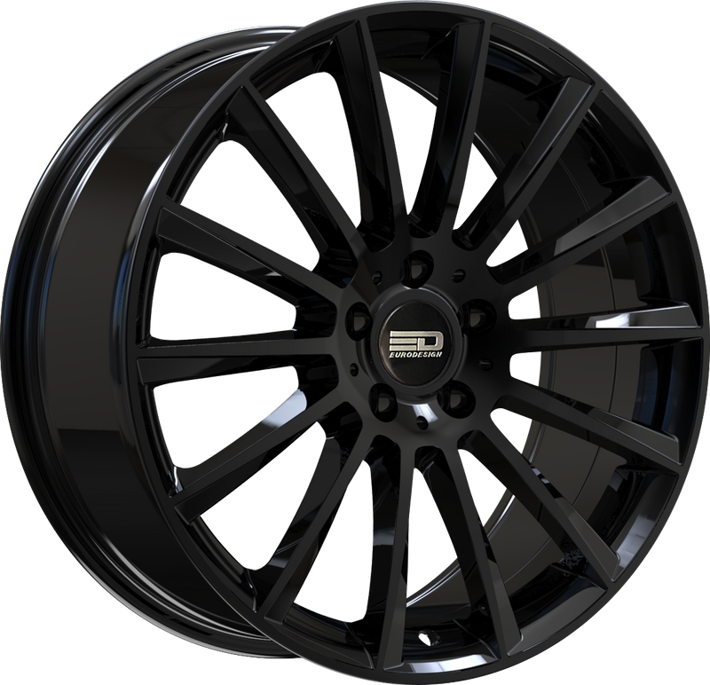 Euro Design - Sacco - Black - Gloss Black - 19" x 8.5", 20 Offset, 5x112 (Bolt pattern), 66.60mm HUB