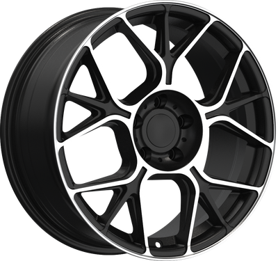 YKW Replicas - MR4 - Black - Gloss Black Machined - 18" x 8", 35 Offset, 5x114.3 (Bolt pattern), 72.6mm HUB
