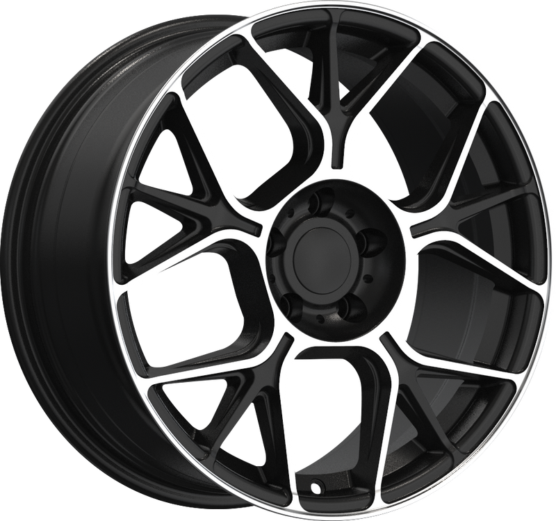 YKW Replicas - MR4 - Black - Gloss Black Machined - 18" x 8", 35 Offset, 5x114.3 (Bolt pattern), 72.6mm HUB
