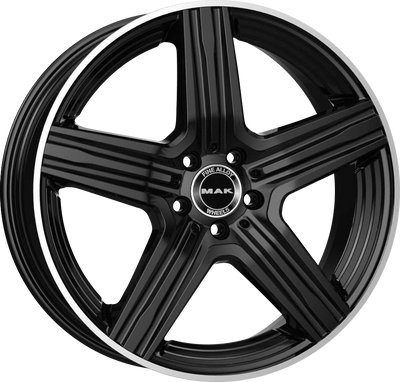 Mak Wheels - LEWIS - Black - Gloss Black Mirror Ring - 21" x 9", 31 Offset, 5x112 (Bolt Pattern), 66.6mm HUB