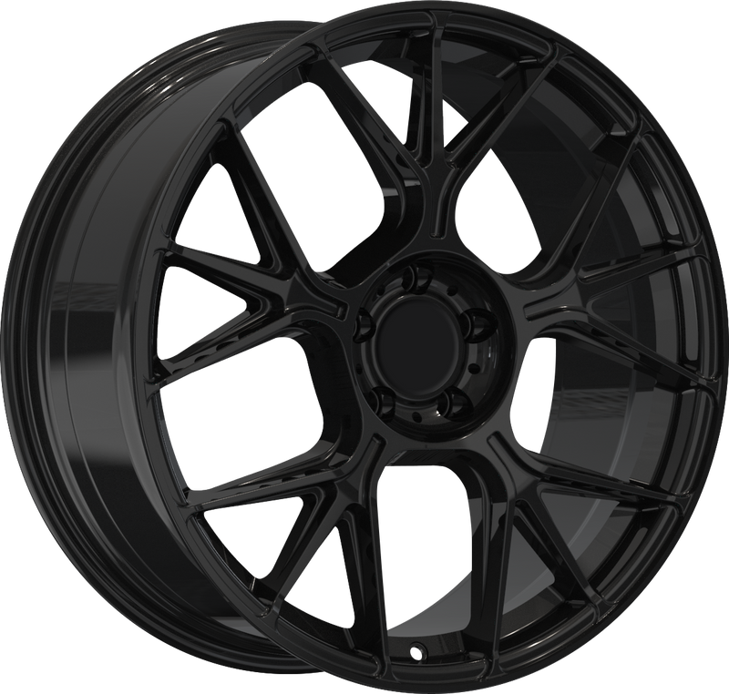 YKW Replicas - MR4 - Black - Gloss Black - 19" x 8", 30 Offset, 5x112 (Bolt pattern), 66.6mm HUB