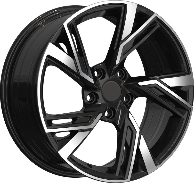 YKW Replicas - AR12 - Black - Gloss Black Machined - 18" x 8", 35 Offset, 5x112 (Bolt pattern), 66.60mm HUB