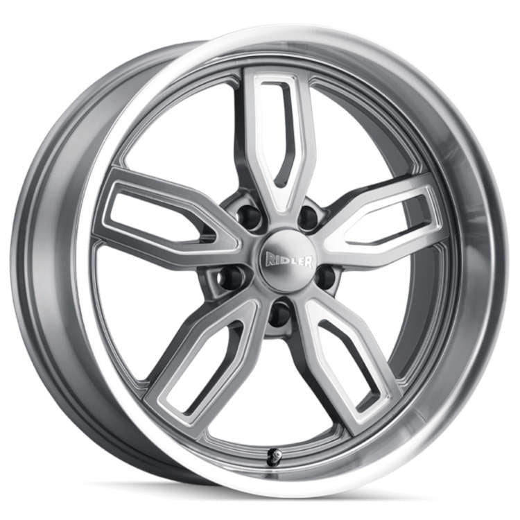 Ridler - 608 - Grey - Grey with Milled Spokes & Diamond Lip - 20" x 10", 0 Offset, 5x120.65 (Bolt pattern), 72.62mm HUB