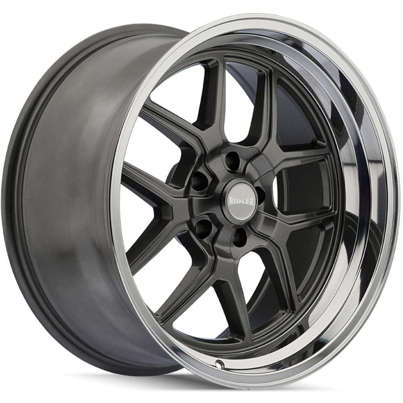 Ridler - 610 - Grey - Grey/Polished Lip - 20" x 8.5", 0 Offset, 5x114.3 (Bolt pattern), 83.82mm HUB