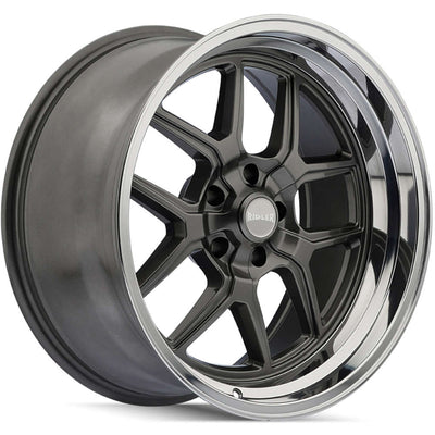 Ridler - 610 - Grey - Grey/Polished Lip - 20" x 8.5", 0 Offset, 5x120.65 (Bolt pattern), 83.82mm HUB