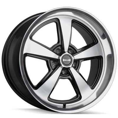 Ridler - 652 - Black - Gloss Black with Diamond Cut Face & Lip - 20" x 8.5", 0 Offset, 5x120.65 (Bolt pattern), 83.82mm HUB